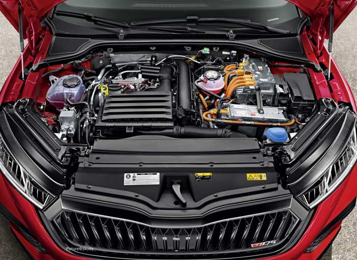 image of skoda engine bay with bonnet open