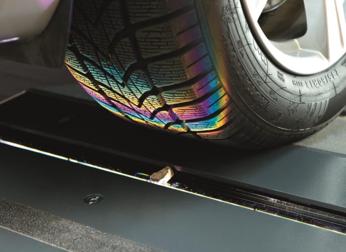 image showing laser testing to how car tyres are wearing